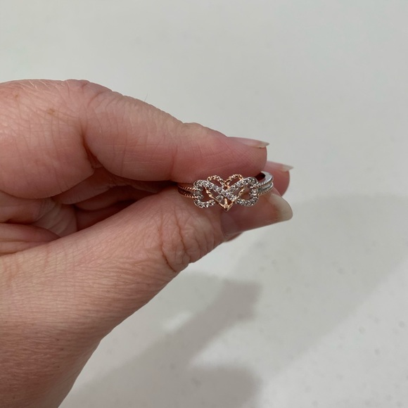 Silver Rose Gold Infinity Heart Ring - Picture 7 of 8